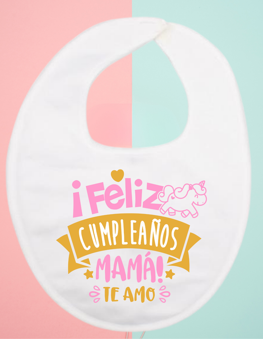 Babero personalizado feliz cumpleaños mama...