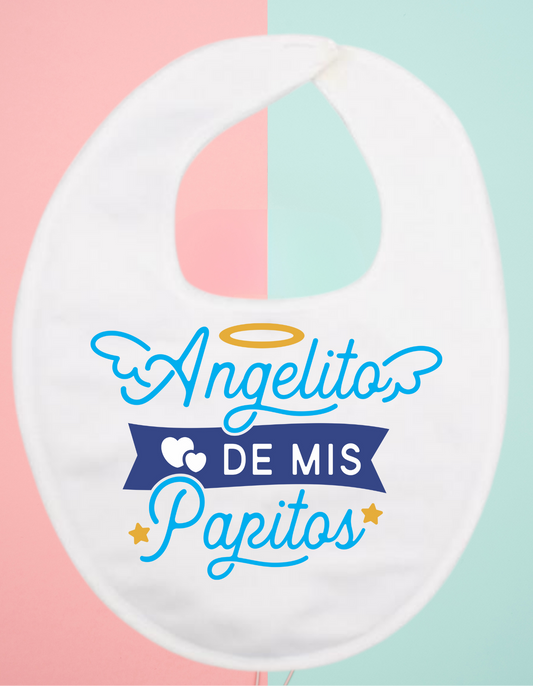 Babero personalizado angelitos de mis papitos...