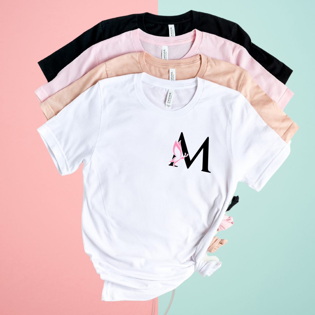 Camiseta +Inicial mariposa personalizada