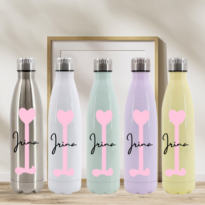 Botellas corazón +inicial +nombre