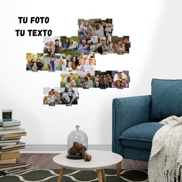 Portafotos forma puzle + foto + texto