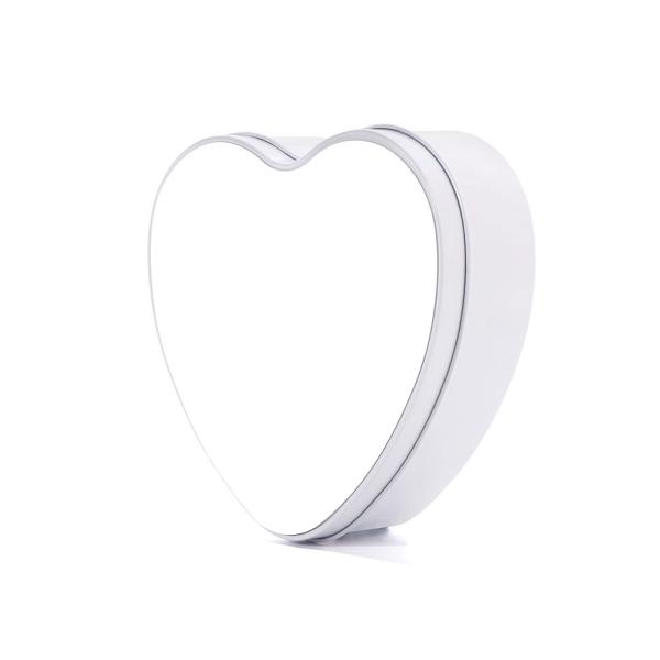 Caja metálica corazón blanca + foto + texto