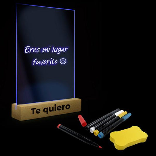 Portafotos + base de madera con luz + REGALO rotuladores